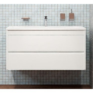 Тумба подвесная с раковиной Art&Max Family-1000-2C-SO-BL 100 см, белый глянец - фото 