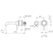 Смеситель для раковины настенный Bossini Oki Z005302.030 - фото 2