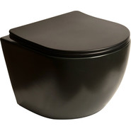 Унитаз подвесной безободковый SantiLine SL-5018MB с крышкой микролифт, черный матовый, Цвет производителя: чёрный матовый - фото 