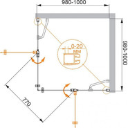 Душевое ограждение Cezares 100х100 см ELENA-W-A-22-100-P-Cr, хром/матовое - фото 3