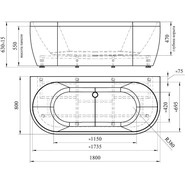 Ванна акриловая Радомир Вальс Макси 180x80 см (в комплекте каркас и слив-перелив круглой формы) - фото 3