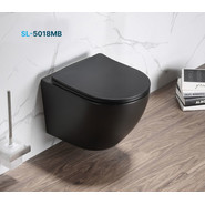 Унитаз подвесной безободковый SantiLine SL-5018MB с крышкой микролифт, черный матовый, Цвет производителя: чёрный матовый - фото 4