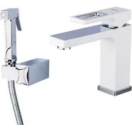 Смеситель для раковины с гигиеническим душем Gappo Futura G1017-1, белый/хром - фото 