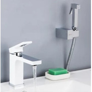 Смеситель для раковины с гигиеническим душем Gappo Futura G1017-1, белый/хром - фото 2