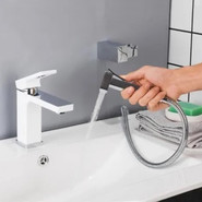 Смеситель для раковины с гигиеническим душем Gappo Futura G1017-1, белый/хром - фото 3