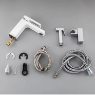 Смеситель для раковины с гигиеническим душем Gappo Futura G1017-1, белый/хром - фото 6