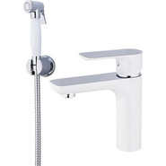 Смеситель для раковины с гигиеническим душем Gappo Noar G1048-1, белый/хром - фото 