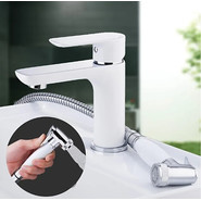 Смеситель для раковины с гигиеническим душем Gappo Noar G1048-1, белый/хром - фото 3