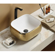 Раковина-чаша CeramaLux NC 45 см C1068, белый/золото - фото 