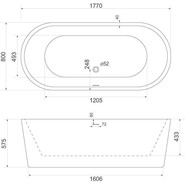 Ванна отдельностоящая BelBagno BB109-177-80 177x80 см - фото 5