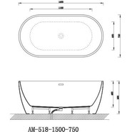 Ванна отдельностоящая Art&Max 150x75 см AM-518-1500-750 - фото 5