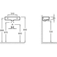 Раковина подвесная Jacob Delafon Odeon Rive Gauche 50 см R EGO112-56-00 - фото 4