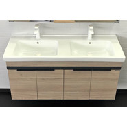 Тумба подвесная с раковиной Comforty Дуэт 125 см, дуб натуральный - фото 