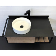 Тумба подвесная с раковиной Comforty Лиссабон 95 см L, дуб тёмный - фото 