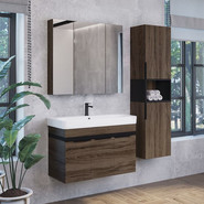 Тумба подвесная с раковиной Comforty Соло 90 см, дуб тёмно-коричневый - фото 3