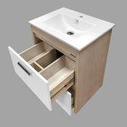 Тумба напольная с раковиной Comforty Тулуза 60 см, белый/сосна лоредо - фото 5