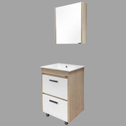 Тумба напольная с раковиной Comforty Тулуза 60 см, белый/сосна лоредо - фото 6