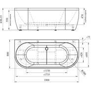 Ванна акриловая Радомир Вальс Макси 180x80 см, монолитная со сливом переливом Вальс - фото 5