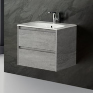 Тумба подвесная с раковиной BelBagno KRAFT-700-2C-SO-CG 70 см, Cemento Grigio - фото 