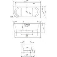 Ванна акриловая Cezares Slim Corner 179x79 см Slim Corner-180-80-60-R-NERO-SET, белый/черный матовый - фото 3
