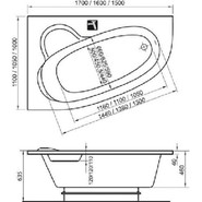 Ванна акриловая Ravak Asymmetric 170х110 см C491000000 R, Размер - мм: 1700х1100 - фото 3