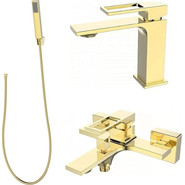 Набор смесителей 3 в 1 для ванны BelBagno Luce, Цвет производителя: золото - фото 