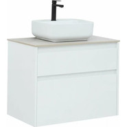 Тумба подвесная со столешницей Aquanet Nova Lite 75 см 242272 (2 ящика) белый, Цвет фасада: белый - фото 