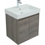 Тумба подвесная с раковиной Aquanet Nova Lite 60 см 298848 (2 дверцы) дуб рошелье, Цвет фасада: дуб рошелье - фото 4