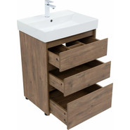 Тумба напольная с раковиной Aquanet Nova Lite 60 см 302471 (3 ящика) дуб рустикальный, Цвет фасада: тёмное дерево - фото 4
