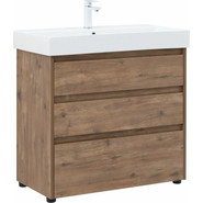 Тумба напольная с раковиной Aquanet Nova Lite 85 см 302477 (3 ящика) дуб рустикальный, Цвет фасада: тёмное дерево - фото 