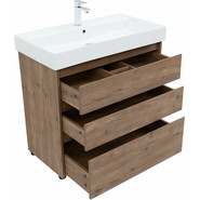 Тумба напольная с раковиной Aquanet Nova Lite 85 см 302477 (3 ящика) дуб рустикальный, Цвет фасада: тёмное дерево - фото 4