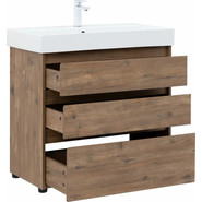 Тумба напольная с раковиной Aquanet Nova Lite 85 см 302477 (3 ящика) дуб рустикальный, Цвет фасада: тёмное дерево - фото 5