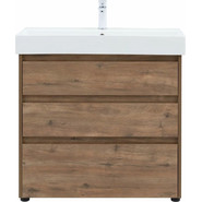 Тумба напольная с раковиной Aquanet Nova Lite 85 см 302477 (3 ящика) дуб рустикальный, Цвет фасада: тёмное дерево - фото 6