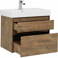 Тумба подвесная с раковиной Aquanet Nova Lite 60 см 249512 (2 ящика) дуб рустикальный, Цвет фасада: тёмное дерево - фото 3