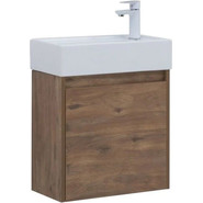 Тумба подвесная с раковиной Aquanet Nova Lite 50 см 298855 (с дверцей) дуб рустикальный, Цвет фасада: тёмное дерево - фото 