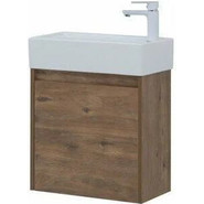 Тумба подвесная с раковиной Aquanet Nova Lite 50 см 298855 (с дверцей) дуб рустикальный, Цвет фасада: тёмное дерево - фото 5