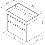 Тумба подвесная с раковиной Aquanet Nova Lite 75 см 249515 (2 ящика) дуб рустикальный, Цвет фасада: тёмное дерево - фото 5