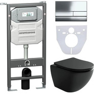 Инсталляция с подвесным унитазом Ceramicanova Metropol Rimless CN4002MB_1002CH_1000 - фото 