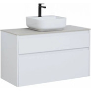 Тумба подвесная со столешницей Aquanet Nova Lite 100 см 242581 (2 ящика) белый, Цвет фасада: белый - фото 