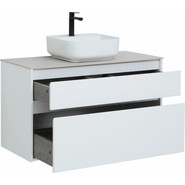 Тумба подвесная со столешницей Aquanet Nova Lite 100 см 242581 (2 ящика) белый, Цвет фасада: белый - фото 3