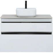 Тумба подвесная со столешницей Aquanet Nova Lite 100 см 242581 (2 ящика) белый, Цвет фасада: белый - фото 5