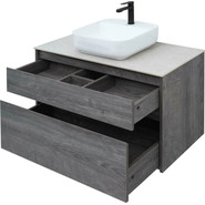 Тумба подвесная со столешницей Aquanet Nova Lite 100 см 242582 (2 ящика) дуб рошелье, Цвет фасада: дуб рошелье - фото 5