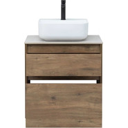 Тумба подвесная со столешницей Aquanet Nova Lite 60 см 249512 (2 ящика) дуб рустикальный, Цвет фасада: тёмное дерево - фото 3