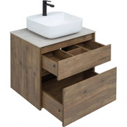 Тумба подвесная со столешницей Aquanet Nova Lite 60 см 249512 (2 ящика) дуб рустикальный, Цвет фасада: тёмное дерево - фото 4