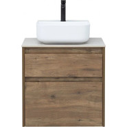 Тумба подвесная со столешницей Aquanet Nova Lite 60 см 249512 (2 ящика) дуб рустикальный, Цвет фасада: тёмное дерево - фото 5