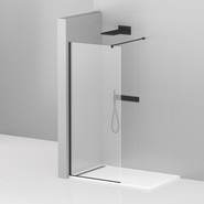 Душевая перегородка Cezares 110 см LIBERTA-L-1-110-120-C-NERO (подрезаемый кронштейн, стекло 8 мм) черный/прозрачное - фото 