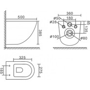 Инсталляция с подвесным безободковым унитазом BelBagno Amanda BB051CHR/BB051SC/BB002-80/BB014-SR-BIANCO (кнопка смыва Sfera, белый) - фото 6