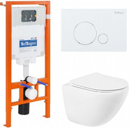 Инсталляция с подвесным безободковым унитазом BelBagno Amanda BB051CHR/BB051SC/BB002-80/BB014-SR-BIANCO (кнопка смыва Sfera, белый) - фото 