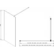 Душевая перегородка Azario Chicago Walk-in 90 см AZ-NAR6310 900 (стекло 8 мм) с кронштейном в комплекте, хром/прозрачное - фото 4