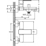 Смеситель для ванны Mixxus Kub CR0443 с душевым гарнитуром, нержавеющая сталь - фото 2